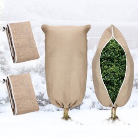Tree Covers for Winter - Thickened Burlap Plant Covers Freeze Protection with Zipper Drawstring, 23"x40" Frost Cloths Blanket for Outdoor Plants Garden Shrubs Trees Potted Plants, 2 Pcs