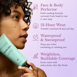 Westmore Beauty Supreme Creme All-Over Complexion Perfector – Base CC Cream de larga duración, tinte de piel impermeable y resistente a la transferenc