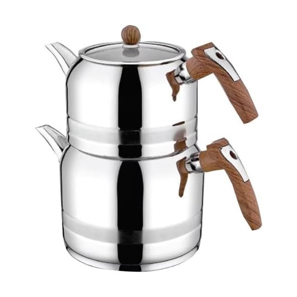 Yagmur Stainless Steel Turkish Teapot Set for Stovetop with Induction