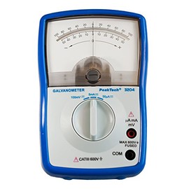 PeakTech P 3204 Analog Galvano Meter +/-50 µA, -5 mA, 100mV with Revolving Pulm Dining and Speigels Scale
