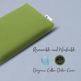 YOGAN Kopfkissen/Kopfpolster (2,5 cm) für Yoga/Pilates, Außenbezug aus Bio-Baumwolle (abnehmbar und waschbar), Innenbezug mit recycelter Faserfüllung, 30 cm × 20 cm × 2,5 cm (Moosgrün)