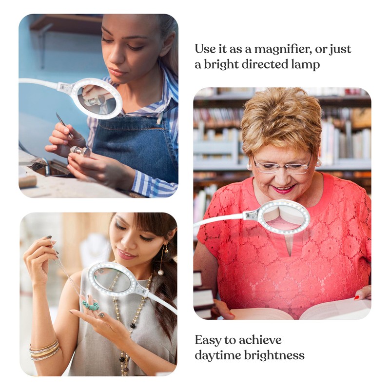 Brightech LightView Pro Flex 2 in 1 Magnifying Desk Lamp,