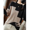 unifiss 033A Knit, Bi-Color, Pattern, Crew Neck, Long Sleeve, Cute,