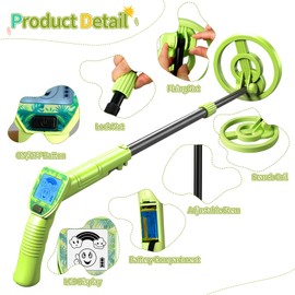 Metal Detector for Kids, Adjustable 60-86cm Portable Childrens Metal Detector with LCD Display for Outdoor Exploration Green