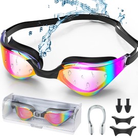 KHOLEZ Schwimmbrille, Unisex Swimming Goggles mit Nasenklammern Ohrstöpsel, Anti-Beschlag Anti-UV kein Auslaufen klare Sicht Taucherbrille für Herren Männer Frauen Erwachsene Jugendliche Kinder