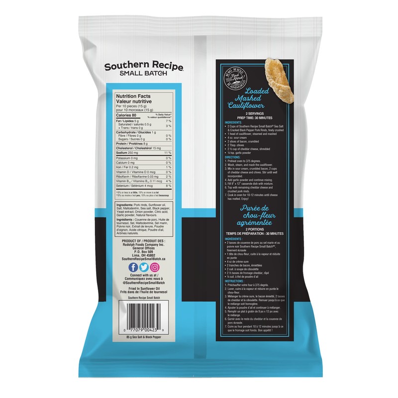 Sea Salt & Cracked Black Pepper Pork Rinds - Southern