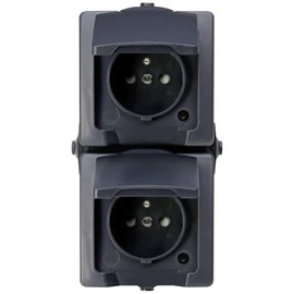 Kopp 138815008 Nautic 2-fach MSK-Steckdose Central Protective Contact Socket, Charcoal, 2fach senkrecht