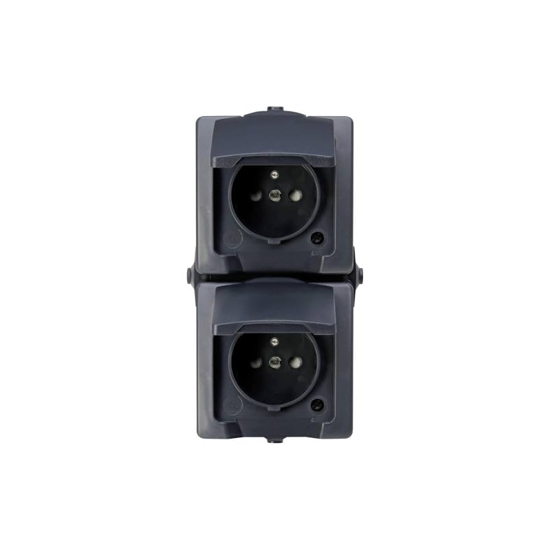 Kopp 138815008 Nautic 2-fach MSK-Steckdose Central Protective Contact Socket, Charcoal,