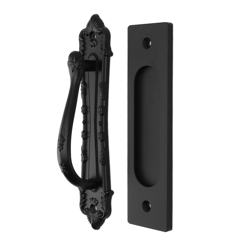 Sliding Barn Door Handle Aluminum Alloy Black Punch Free Double