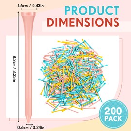 Jenaai 200 Pcs Golf Tees Bamboo Golf Tees Professional Golf Tees Bulk for Women Golf Club Accessories(3-1/4 Inch,Multicolor)