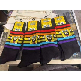 Nickelodeon pack 4 Sponge Bob Square Pants New Tags Pair Rainbow Pride Socks Fits 6.5-12