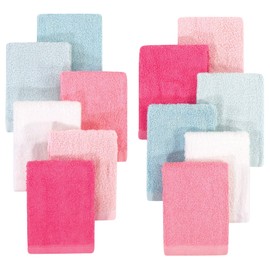Hudson Baby Unisex Baby Rayon from Bamboo Woven Washcloths 12pk, Coral Mint, One Size