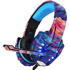 Skinit Decal Skin Compatible with BENGOO G9000 Gaming Headset - Bouffants and Broken Hearts Rainbow Wave Brush Stroke Design