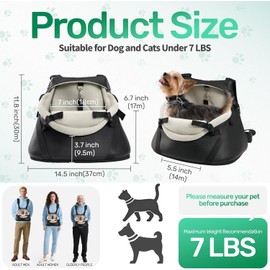 YUDODO Teacup Dog Car Seat – Designed for Tiny Dogs up to 7 lbs – Luxurious Vegan Leather Booster Seat for Chihuahua & Yorkie with Safety Belt & Soft Cushion, Black