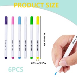 6Pcs Water Erasable Fabric Marking Pens, Aqua Trick Marker Fabric Marker Pen Auto-Vanishing Ink Pen Cross Stitch Faded Pen for Tailor's Chalk Patchwork Quilting Dressmaking Sewing Tracing Embroidery