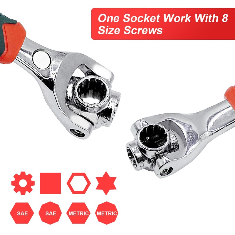SAPILIT 48 in 1 Universal Socket Wrench, Chrome 45# Steel,