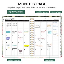 2026 Planner, Weekly and Monthly Calendar Planner for Women, Jan 2026 - Dec 2026, Hardcover Planning Agenda book with Tabs, Spiral Bound, Inner Pocket, Perfect for School Office Supplies, 6.3" x 8.5" - Colorful Painting