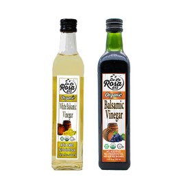 De La Rosa Organic Balsamic & White Balsamic Vinegar, Kosher for Passover, Vegan, Non-GMO & Gluten Free, Great for Salad Dressings, Marinades & More 16.9 Oz (Pack of 2)
