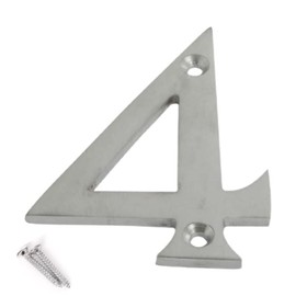 SISI UK® Satin Chrome Front House Door Numbers & Letters 3'' with Screws (Number 4)