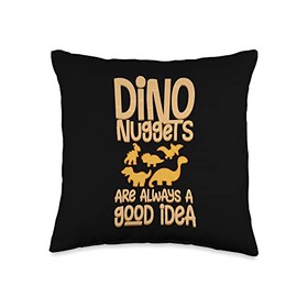 Dino Chicken Nugget Dinosaur Nugs Veggie Funny Throw Pillow, 16x16, Multicolor