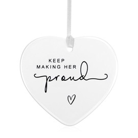 Qianyu Keep Making Him Proud Memorial Ceramic Pendants Loss of Loved One Bereavement Keepsake Memorial Hug Token in Loving Memory Sympathy Inspirational Thinking of You Hanging Ornament (1, Style 2)