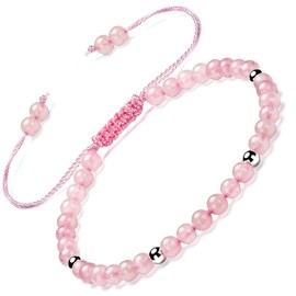 Apocalyptic-K Women's 925 Sterling Silver/Gold Anklet, │4MM│9.4-13 in│，Natural Stone Anklet, Hand Woven Anklet (Size Adjustable) (Powder Crystal Anklet，4MM)