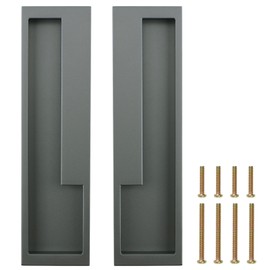 MOROBOR Zinc Alloy Flush Pull Handles, 2pcs Embedded Sliding Door Handle with Hidden Screws, 7.8'' Modern Simple Door Pull Handle for Sliding Barn Drawer Cupboard Wardrobe/Matte Grey