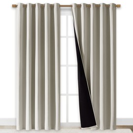 NICETOWN 100% Blackout Window Curtain Panels, Cold and Full Light Blocking Drapes with Black Liner for Nursery, 84" Drop Thermal Insulated Draperies (Natural, 2 Pieces, 70" Wide Each Panel)