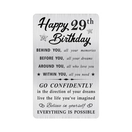 MOQIYXL Happy 29th Birthday Card for Men Women, Small Engraved Wallet Card for 29 Year Old Birthday Gifts