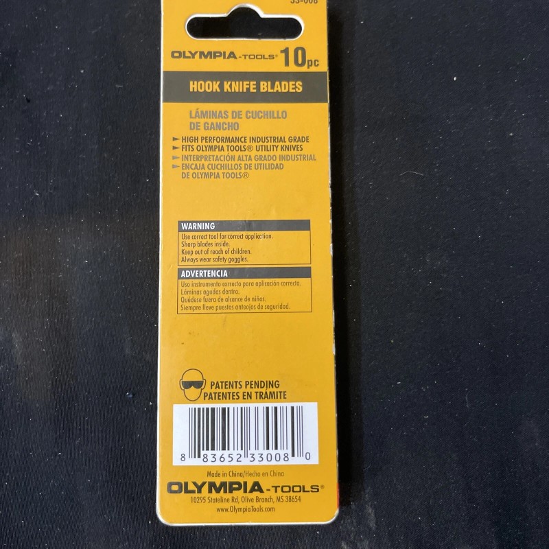 Olympia New Sealed Packs Olympia Tools 33-008 Hook Knife Utility