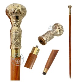 EXNOT Vintage Brass Walking Stick - Elegant Cane with Decorative Handle Solid Brass Walking Cane.