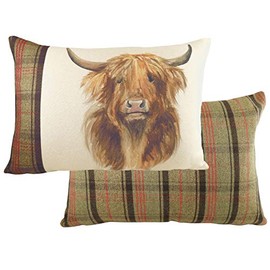 Evans Lichfield Hunter Highland Cow Cushion Cover, Multi, 40 x 60cm