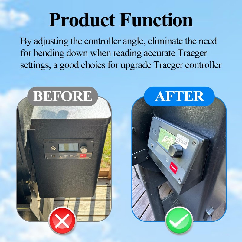 Digital Controller Angle Mount, Fits Traeger D2 Controller Panel, Fit