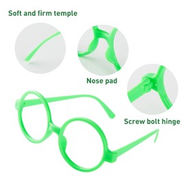 Fancheer Round Green Glasses No Lens with Blue Clip-on Earrings Dress Up Costume Accessories for Mirabel