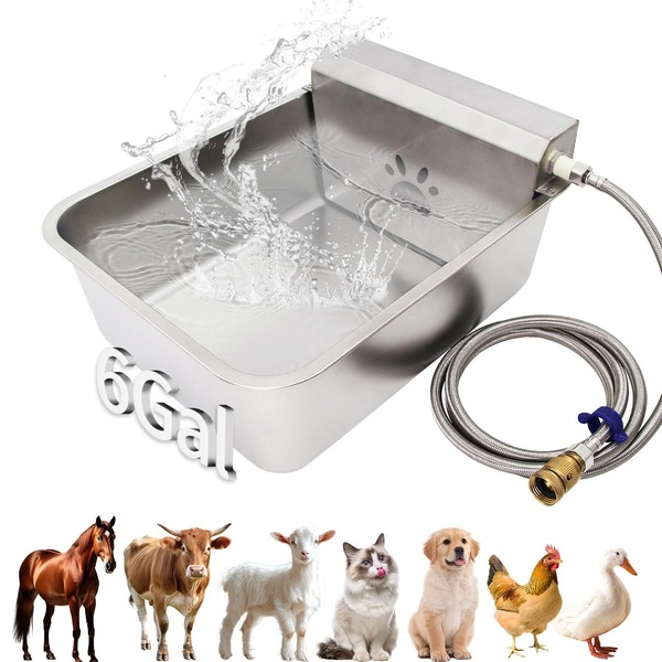 6 Gal Automatic Large Dog Water Dispenser Livestock Water Trough