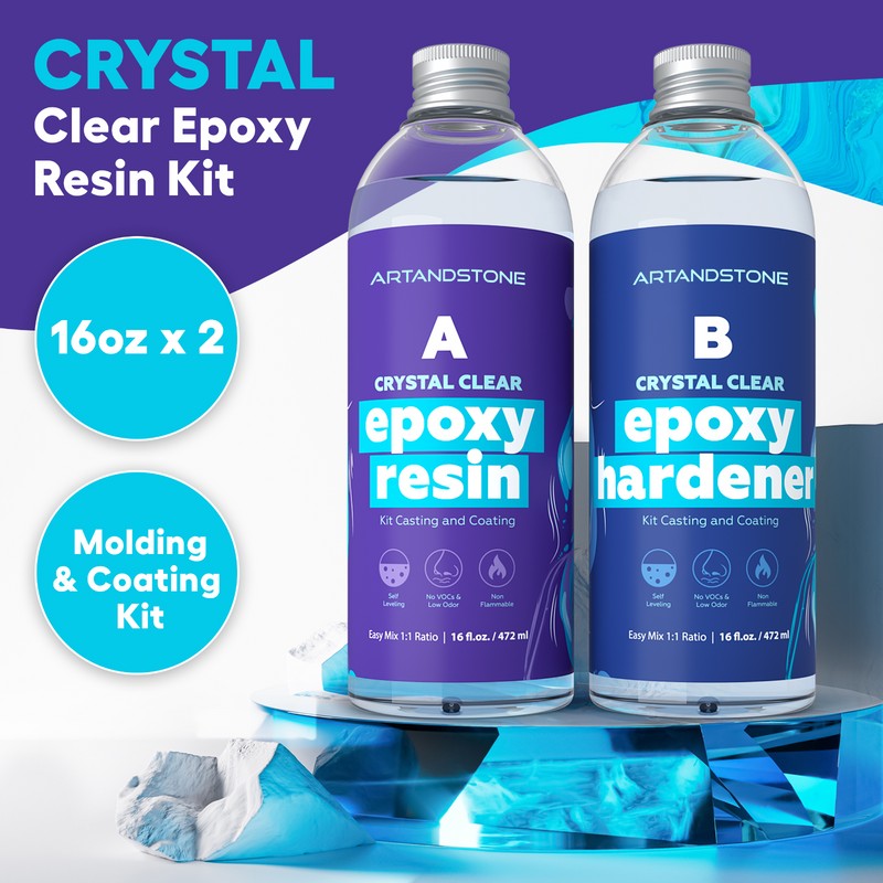 Artandstone Crystal Clear Epoxy Resin Kit - 32 Oz (with