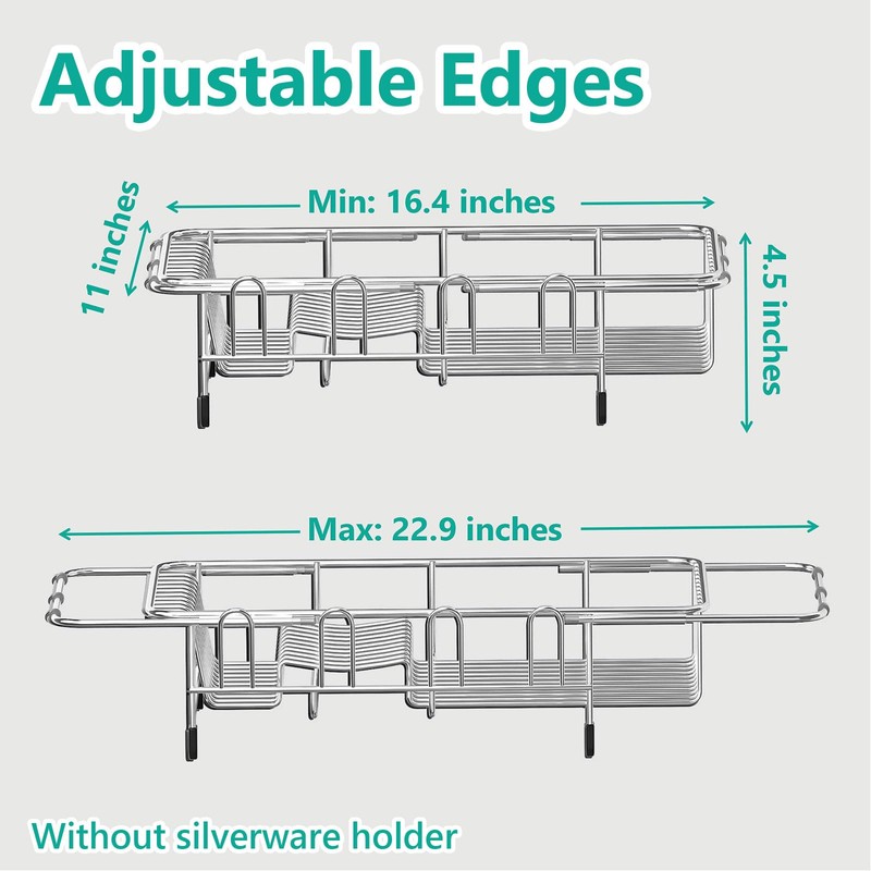 AIDERLY Dish Drying Rack in Sink Expandable Stainless Steel Kitchen