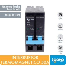 iGOTO IN2005 Interruptor Termomagnetico, 2 Polos, 50A