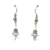 Floral Dangle Earrings in White with silver and crystal accents