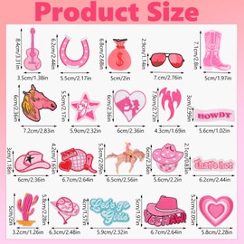 Maxqzin 20Pcs Pink Iron on Patches,Trucker Hat Patches Random Styles Western Cowgirl Iron on Patches for Women Clothing Backpacks Hat Jeans Jacket Decorations