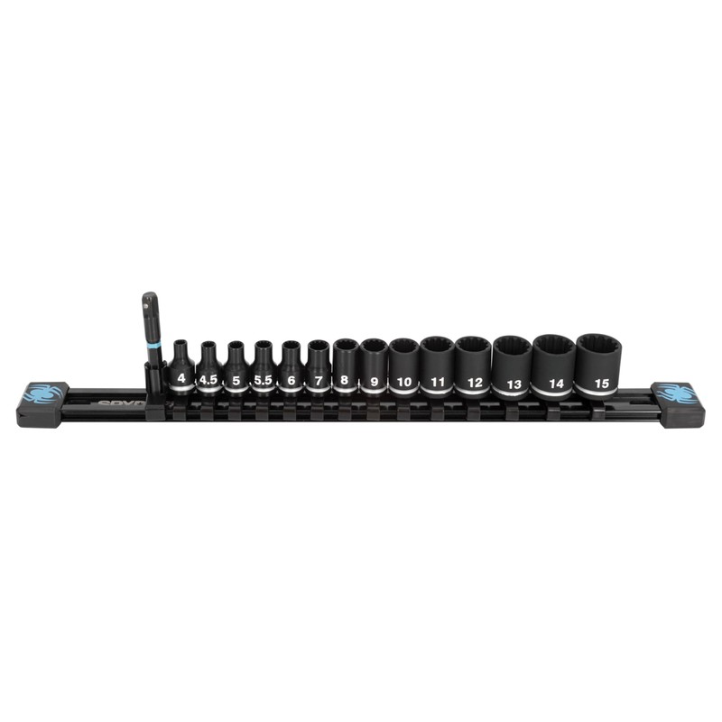 Spyder 15-Piece 1/4-inch Spline Drive Metric Shallow Impact Socket Set