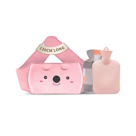 Dibikou Hot Water Bottle Belt, 1L wrap Around Wearable 3 in 1 Hot Water Bag with 130 cm Long Soft Waist Cover, PVC Koala Hot Water Bottle Strap for Neck, Shoulder, Back, Legs Warm and Period Relief
