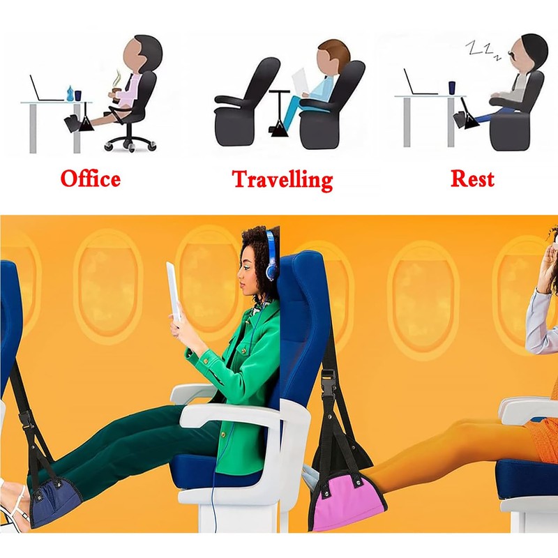 Pack of 2 Foot Hammock, Footrest Airplane, Airplane Footrest with