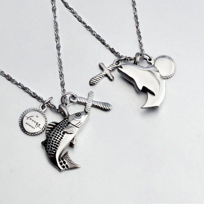 Dletay Fish Cremation Jewelry for Ashes Memorial Ashes Keepsake Necklace