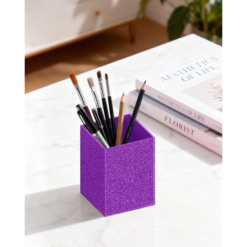 Luminzo Acrylic Desk Pen Holder, 3 x 3 x 4