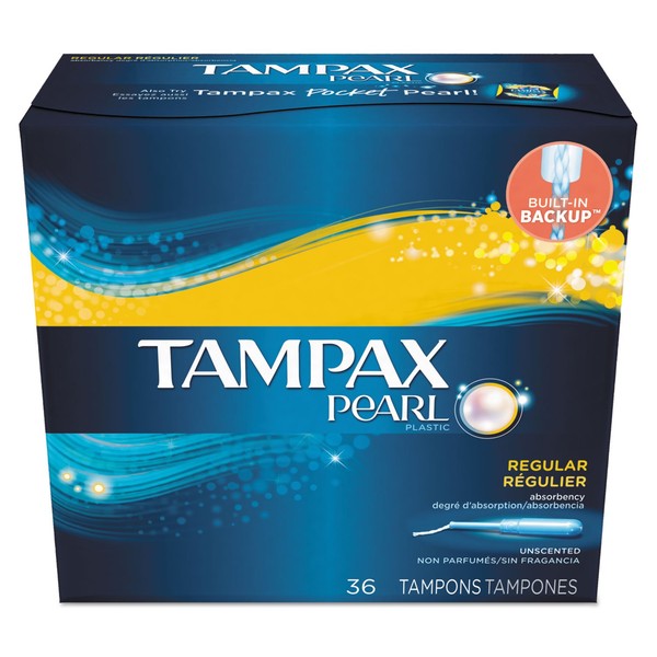 Tampax® Pearl Tampons, Regular, 36/Box, 12 Box/Carton