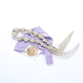 Little Girls Gift Set- Bandana Head Scarf x1, Floral Necklace x1, Hair Clip x1 (Age 3-8 Y)