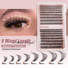 JIMIRE 320Pcs Individual Eyelashes DIY Russian Cluster Lashes 40D Lashes Individual Cluster D Curl 9-16mm Mixed Wispy DIY Lash Clusters Eyelash Extesnsions