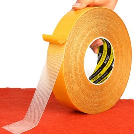 MILEQEE Double Sided Tape Heavy Duty, 1in x 164FT, Extra Large Universal High Tack Mounting Tape, Strong Wall Adhesive Strips Fiberglass Mesh, Sticky Clear Tape, Picture Poster Decor, Easy Use