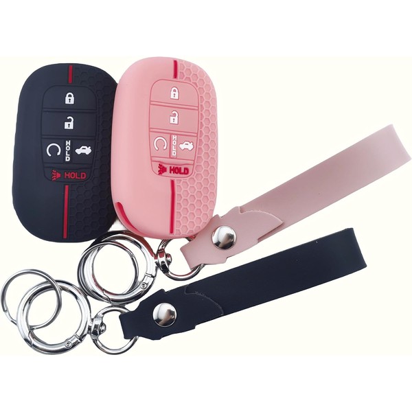 RUNZUIE 2Pcs 5 Buttons Silicone Smart Key Fob Cover for